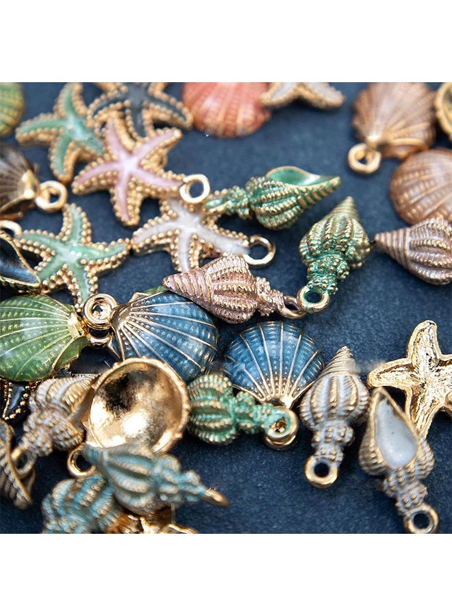 30 Pack Ocean Starfish Conch Seashell Metal Gold Plated Enamel Charms Pendants for DIY Jewelry Making - Image 4